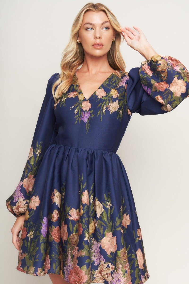 NOCTURNE IN BLOOM WOVEN MINI DRESS - HOUSE OF SHE