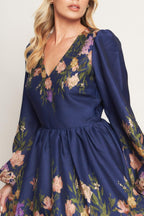 NOCTURNE IN BLOOM WOVEN MINI DRESS - HOUSE OF SHE