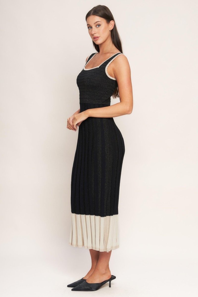 NOIR ÉCLAT SWEATER KNIT MIDI DRESS - HOUSE OF SHE