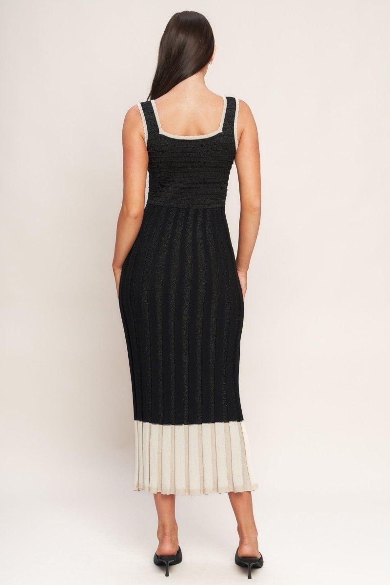 NOIR ÉCLAT SWEATER KNIT MIDI DRESS - HOUSE OF SHE