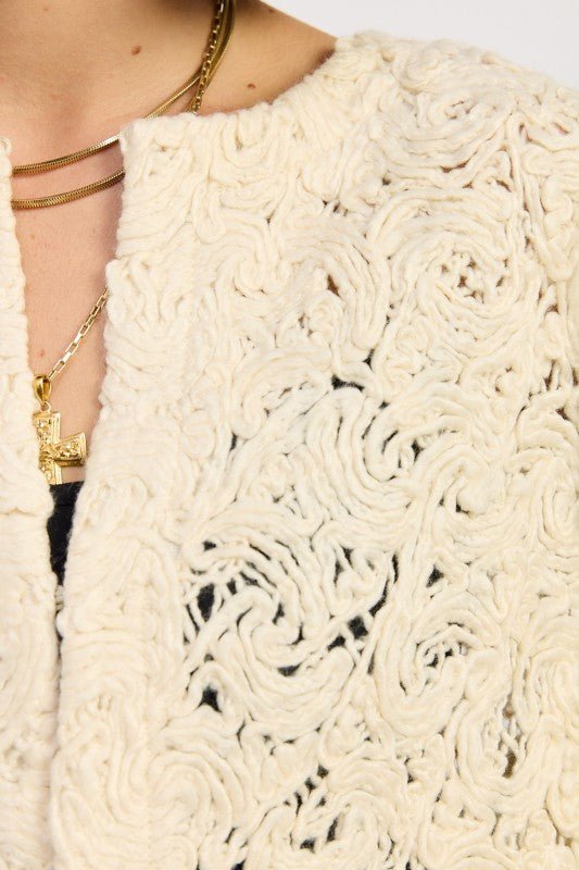 NOVELTY MACRAME CROPPED JACKET - HOUSE OF SHE