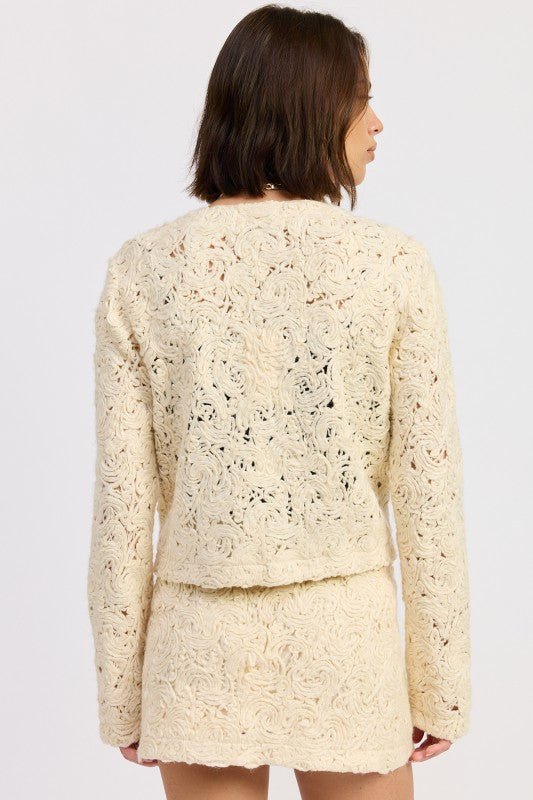 NOVELTY MACRAME CROPPED JACKET - HOUSE OF SHE
