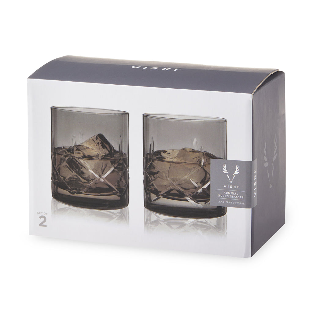 Admiral Crystal Rocks Glasses in Smoke Set of 2