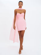 Olivia Rose Pink Strapless Crossover Mini Dress - HOUSE OF SHE