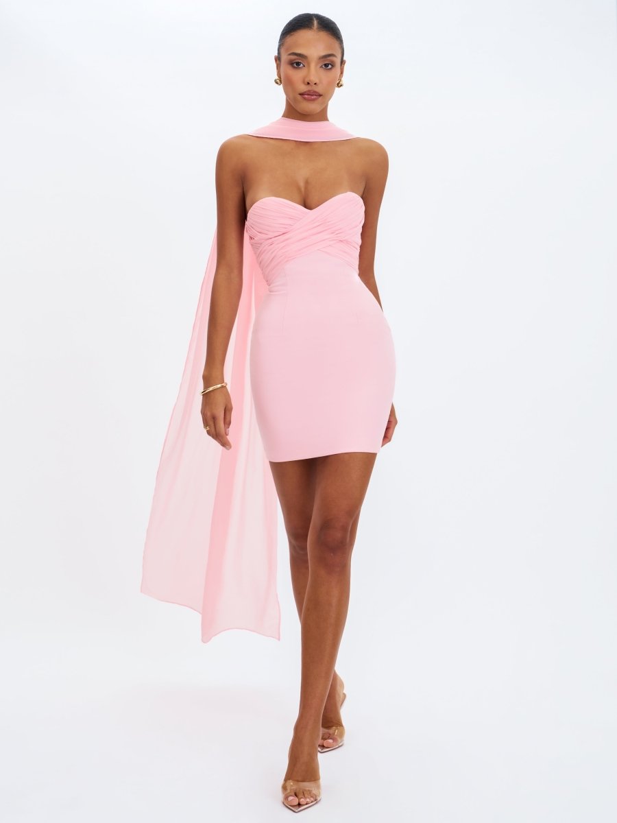 Olivia Rose Pink Strapless Crossover Mini Dress - HOUSE OF SHE
