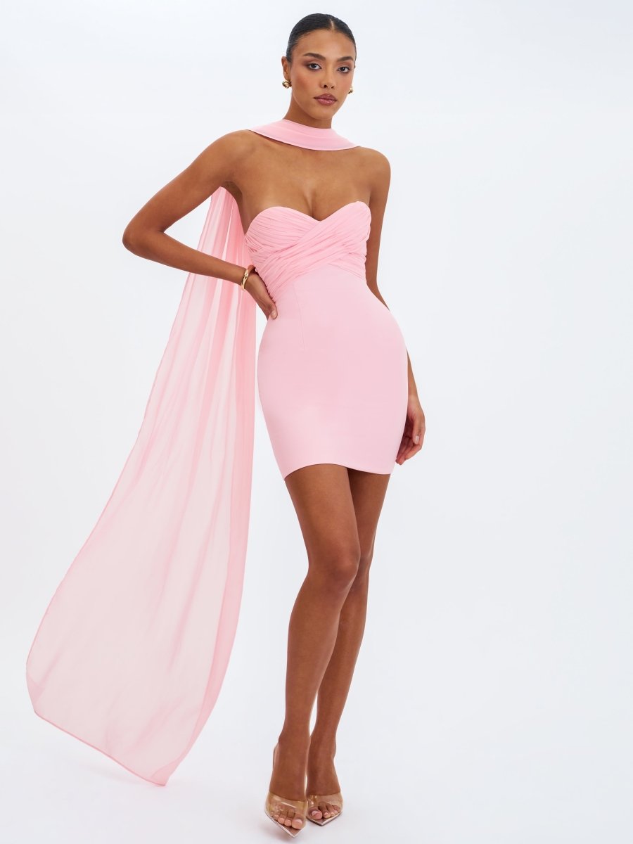 Olivia Rose Pink Strapless Crossover Mini Dress - HOUSE OF SHE