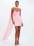 Olivia Rose Pink Strapless Crossover Mini Dress - HOUSE OF SHE
