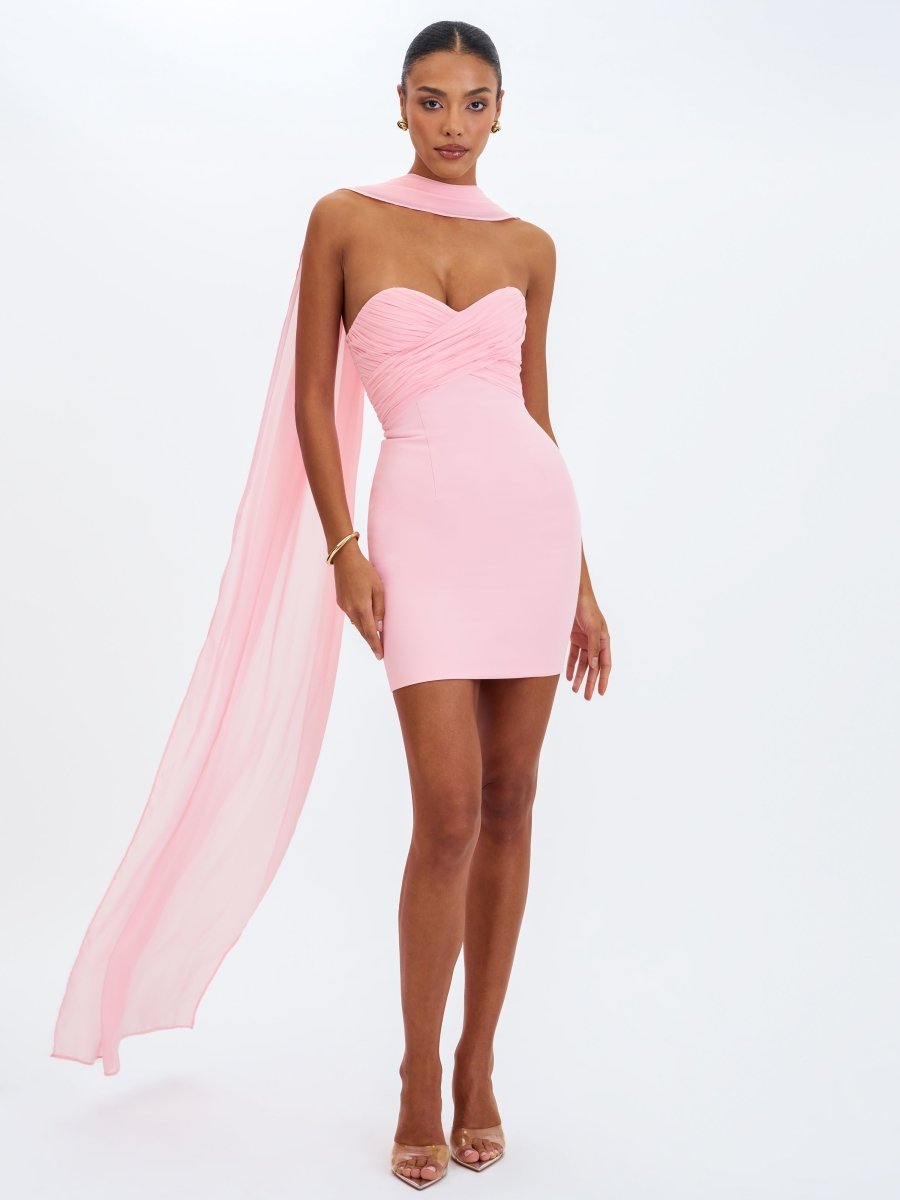 Olivia Rose Pink Strapless Crossover Mini Dress - HOUSE OF SHE