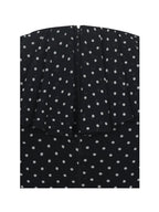 Omari Black Chiffon Polka Dot Ruffled Neckline Mini Dress - HOUSE OF SHE