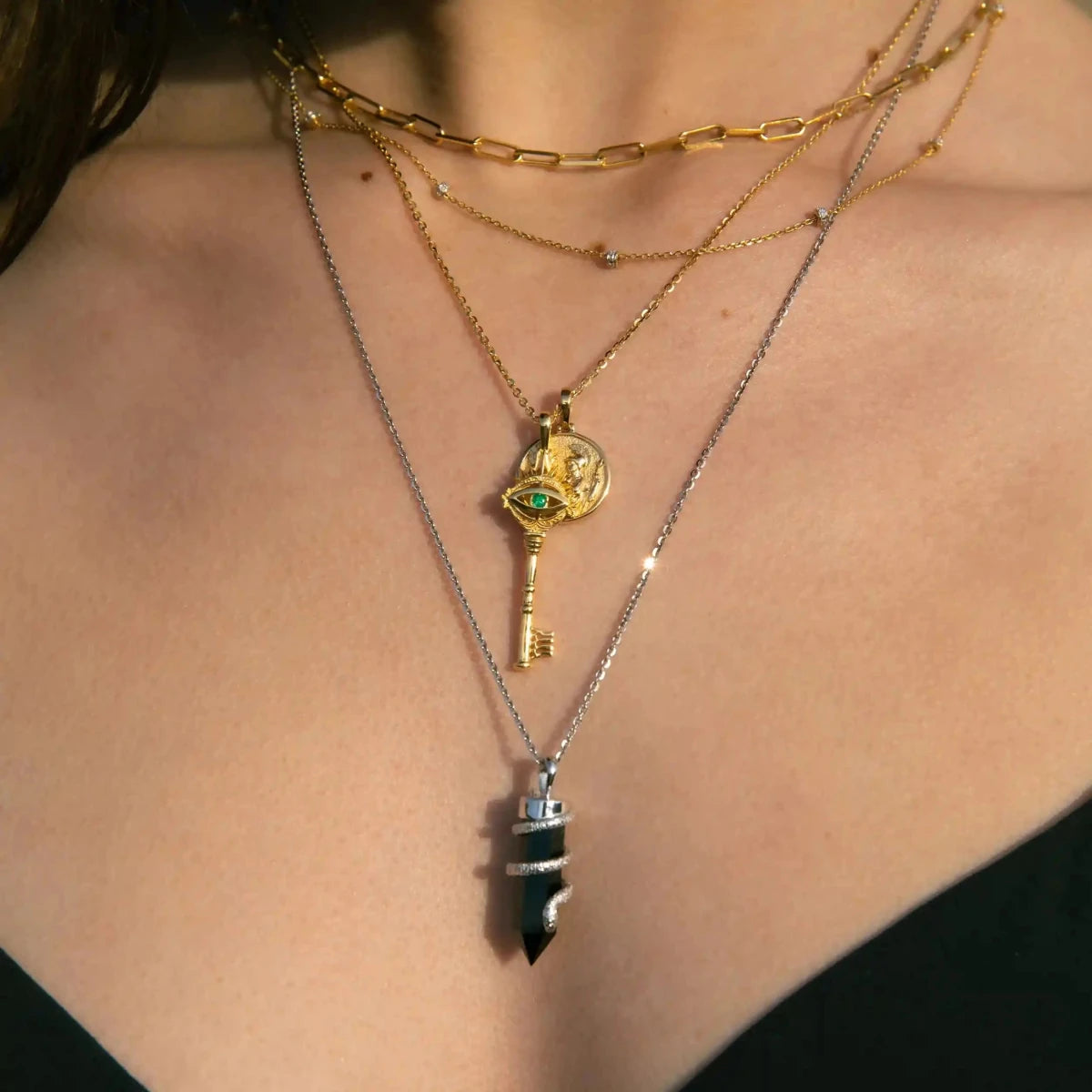 Onyx Crystal Snake Necklace - HOUSE OF SHE