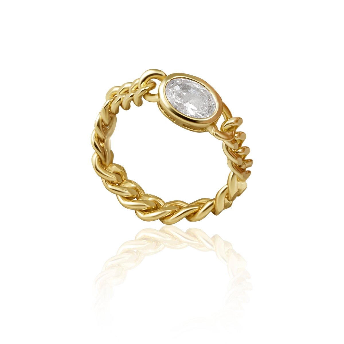 Oval Bezel Chain Ring - HOUSE OF SHE