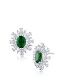 Oval Emerald CZ Cluster Earrings - HOUSE OF SHE