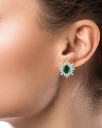 Oval Emerald CZ Cluster Earrings - HOUSE OF SHE