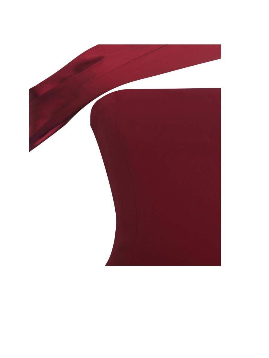 Ovelia Crimson Satin Ribbon Strapless Mini Dress - HOUSE OF SHE