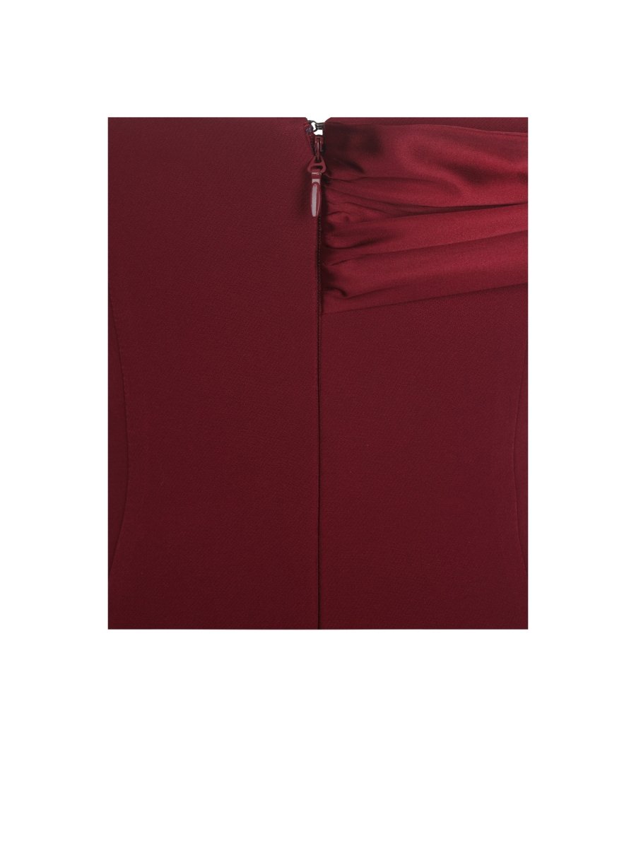 Ovelia Crimson Satin Ribbon Strapless Mini Dress - HOUSE OF SHE