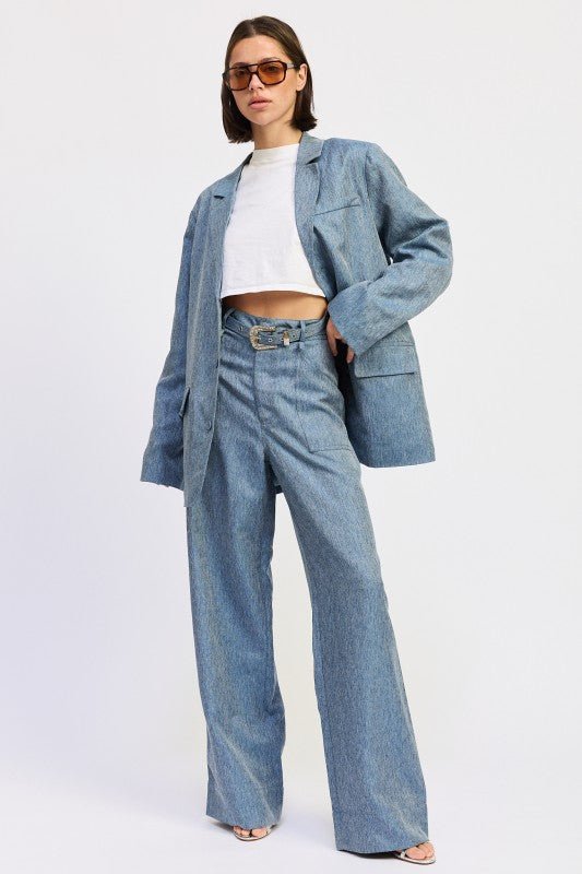 OVERSIZED BUTTON UP BLAZER - HOUSE OF SHE