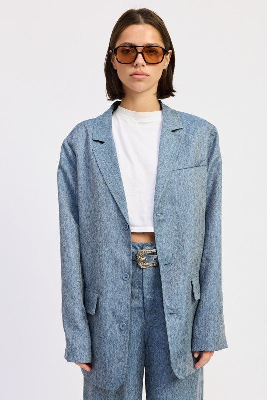 OVERSIZED BUTTON UP BLAZER - HOUSE OF SHE