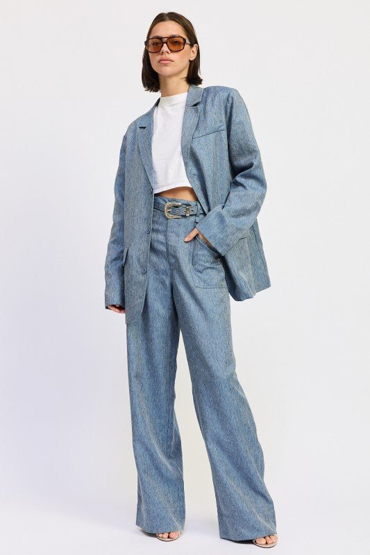 OVERSIZED BUTTON UP BLAZER - HOUSE OF SHE