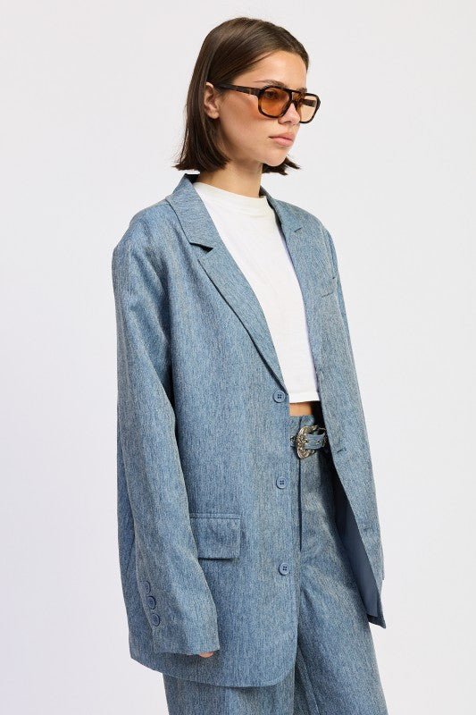 OVERSIZED BUTTON UP BLAZER - HOUSE OF SHE