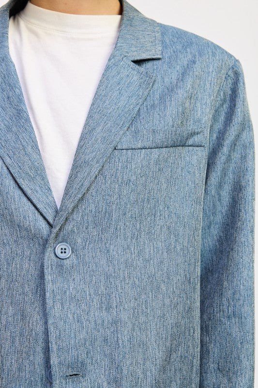 OVERSIZED BUTTON UP BLAZER - HOUSE OF SHE