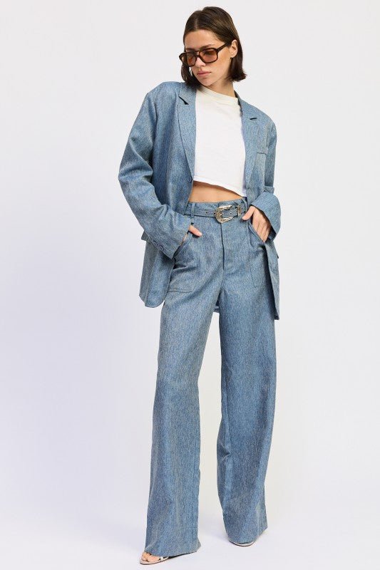 OVERSIZED BUTTON UP BLAZER - HOUSE OF SHE