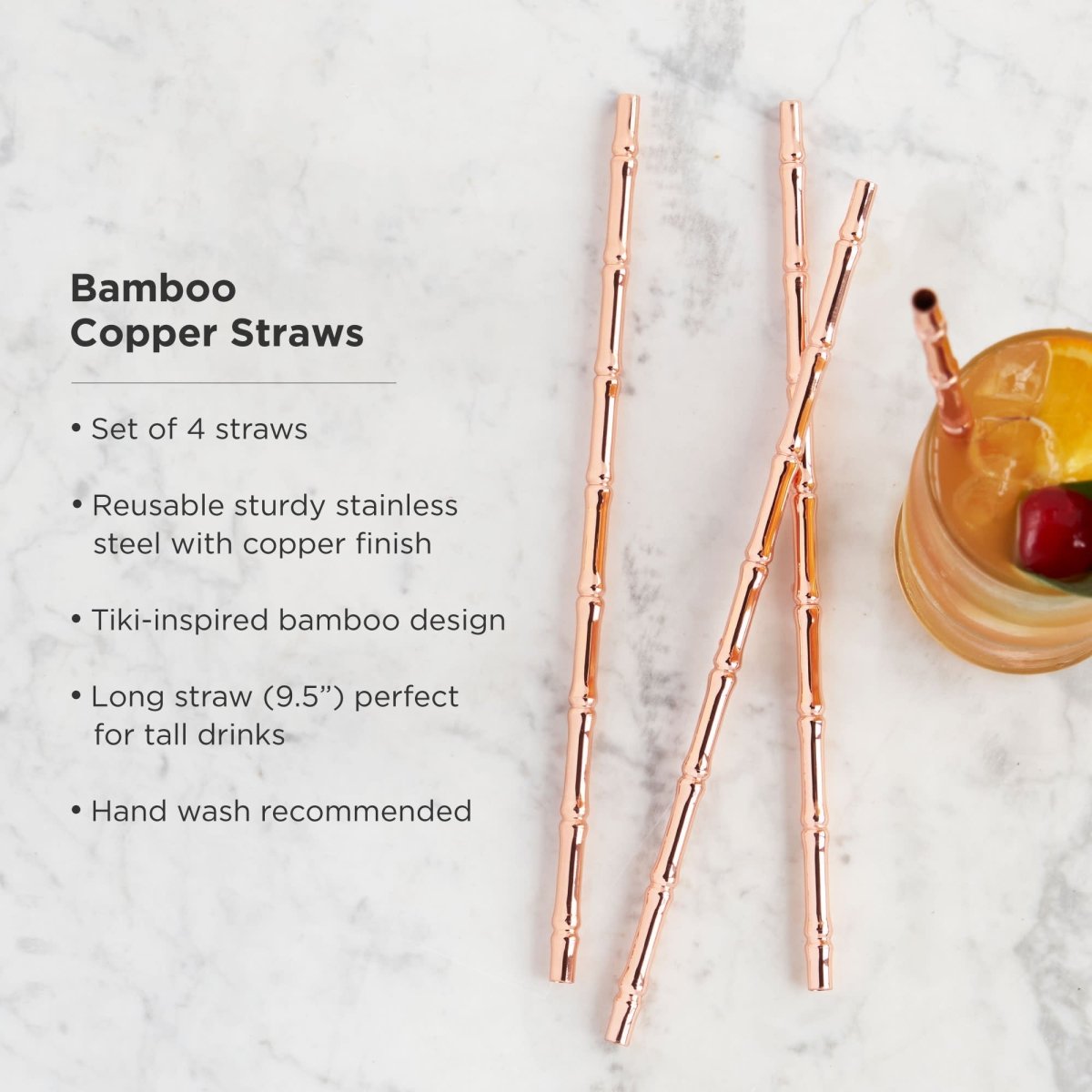 Pacific Bamboo Straws in Copper Set of 4 - HOUSE OF SHE