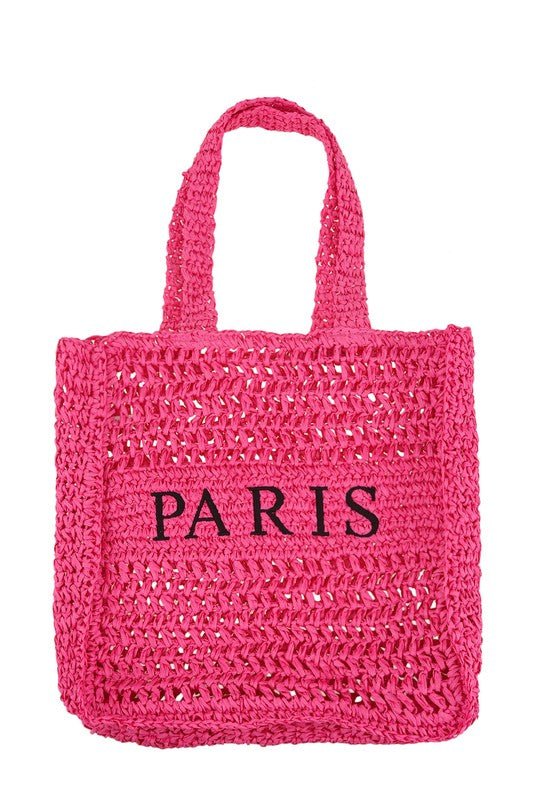 PARIS Embroidery Straw Tote Bag - HOUSE OF SHE