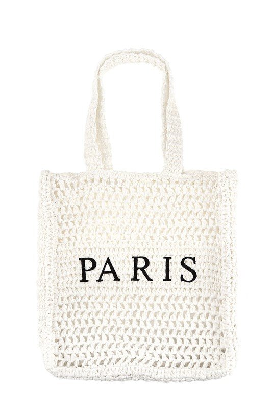 PARIS Embroidery Straw Tote Bag - HOUSE OF SHE