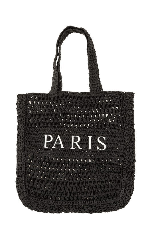 PARIS Embroidery Straw Tote Bag - HOUSE OF SHE