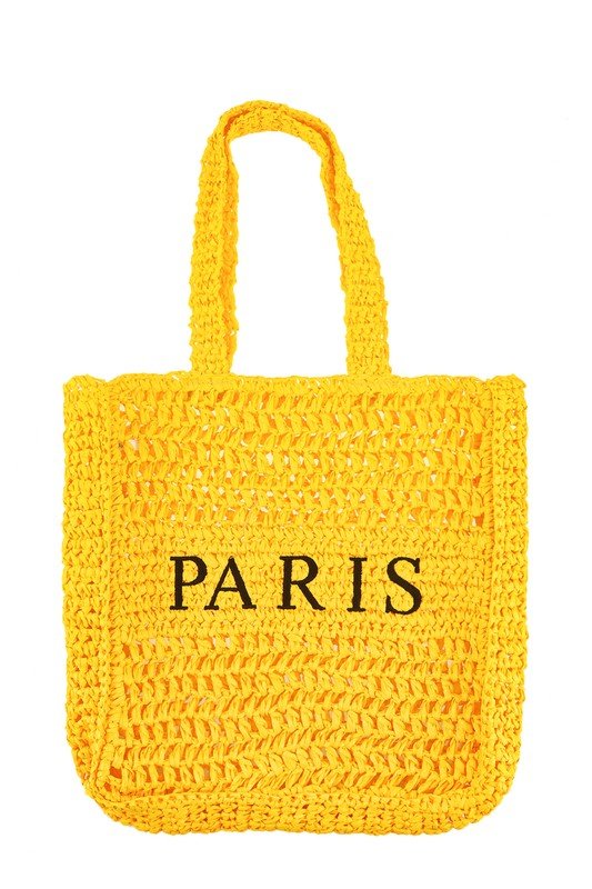 PARIS Embroidery Straw Tote Bag - HOUSE OF SHE