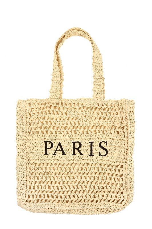 PARIS Embroidery Straw Tote Bag - HOUSE OF SHE