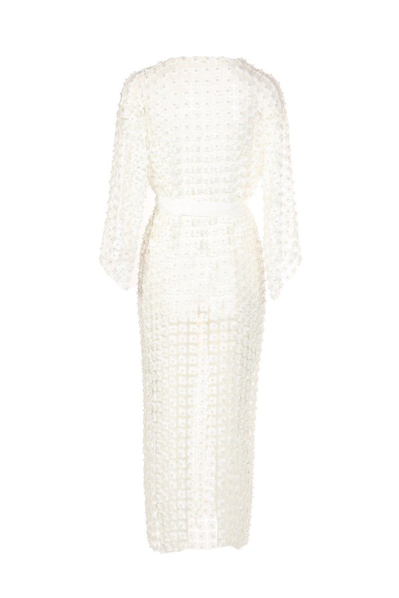 Paris Flower Mesh With Pearl Beads Cardigan - HOUSE OF SHE
