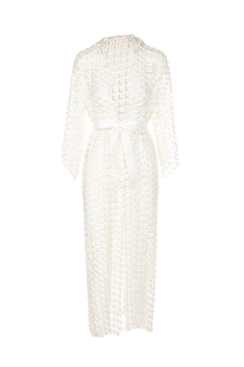 Paris Flower Mesh With Pearl Beads Cardigan - HOUSE OF SHE