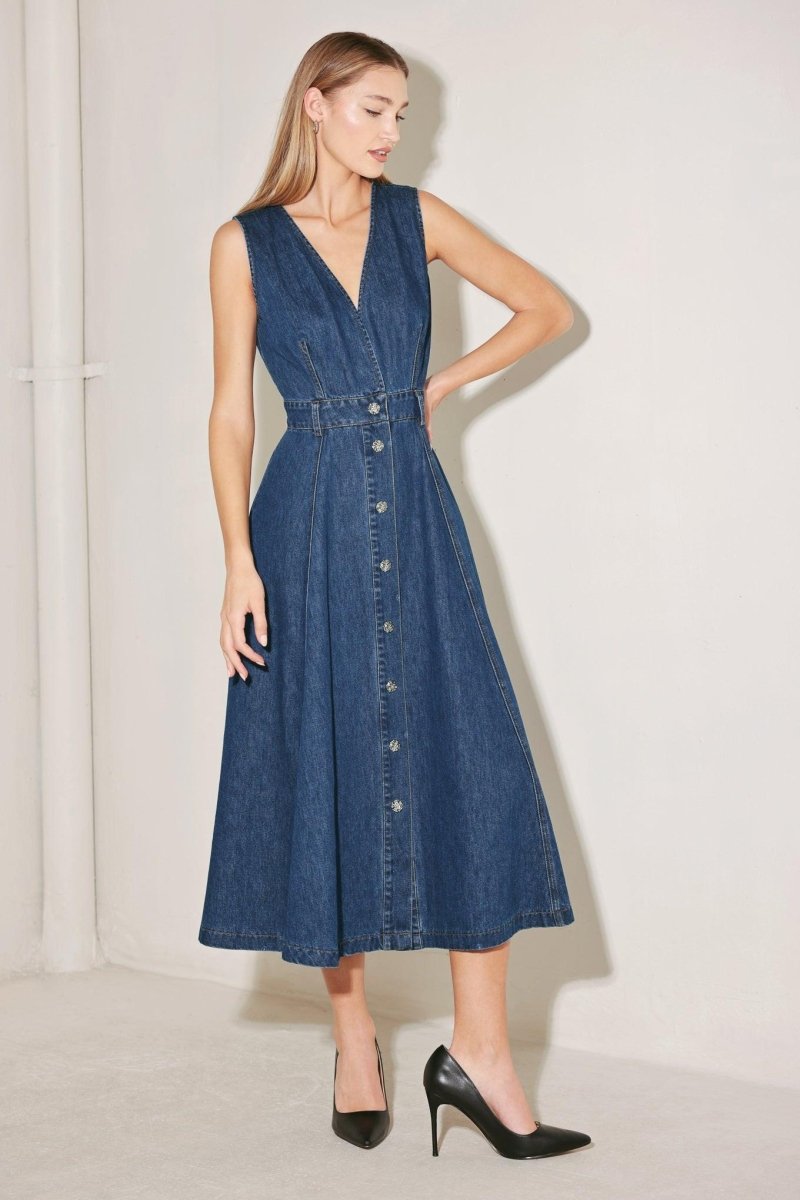 PARIS IN DENIM MIDI DRESS - HOUSE OF SHE