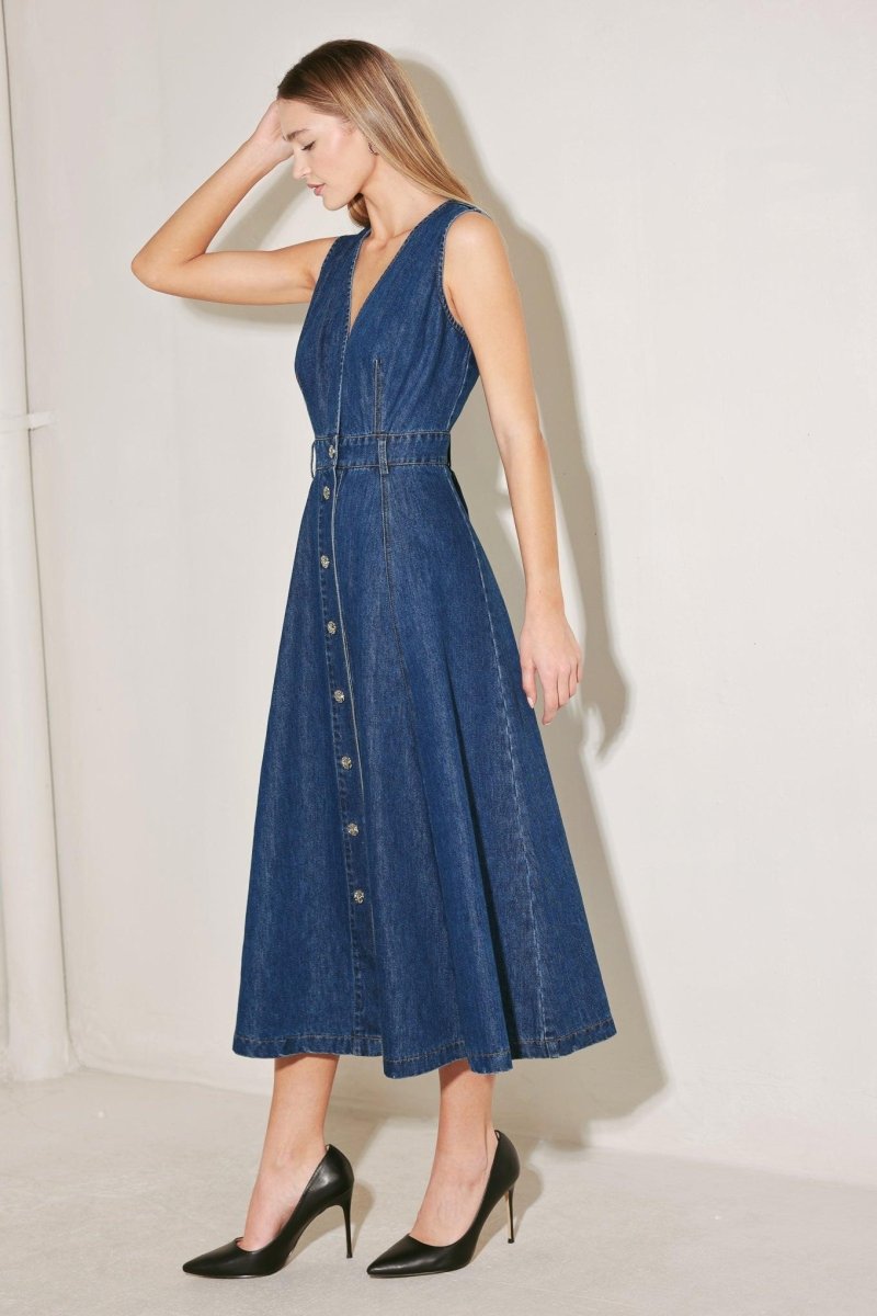 PARIS IN DENIM MIDI DRESS - HOUSE OF SHE