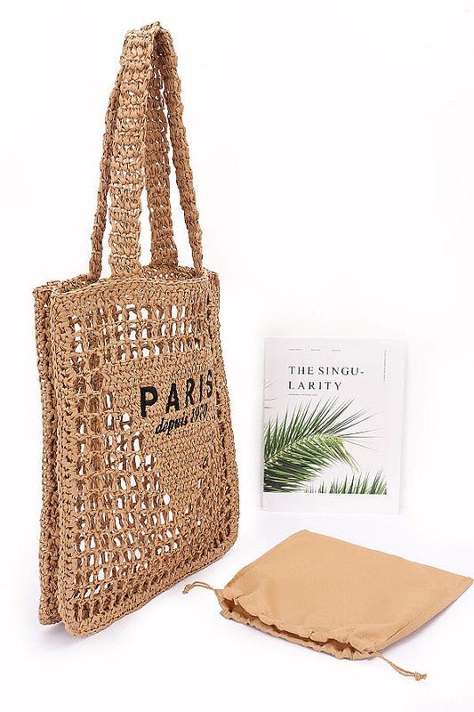 Paris Open Crochet Straw Summer Tote - HOUSE OF SHE
