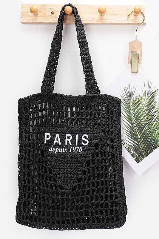 Paris Open Crochet Straw Summer Tote - HOUSE OF SHE