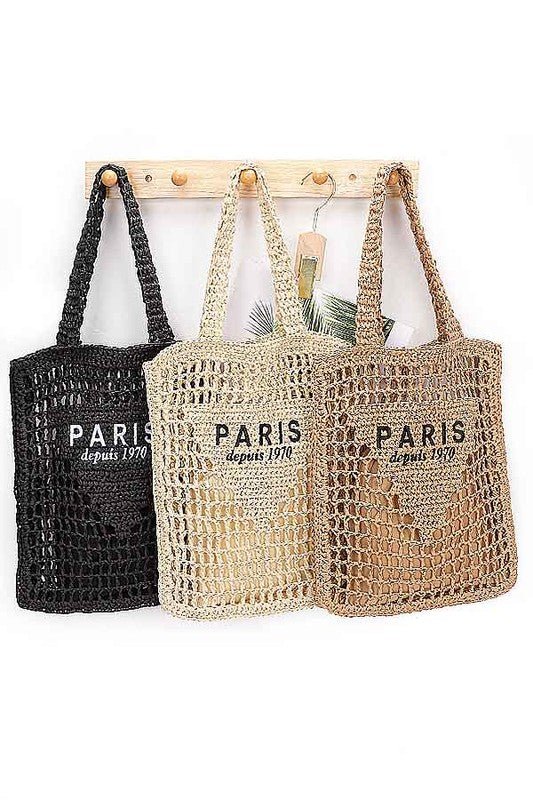 Paris Open Crochet Straw Summer Tote - HOUSE OF SHE