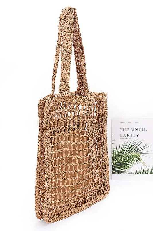 Paris Open Crochet Straw Summer Tote - HOUSE OF SHE