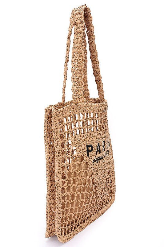 Paris Open Crochet Straw Summer Tote - HOUSE OF SHE