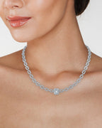Pave and Emerald CZ Link Necklace - HOUSE OF SHE