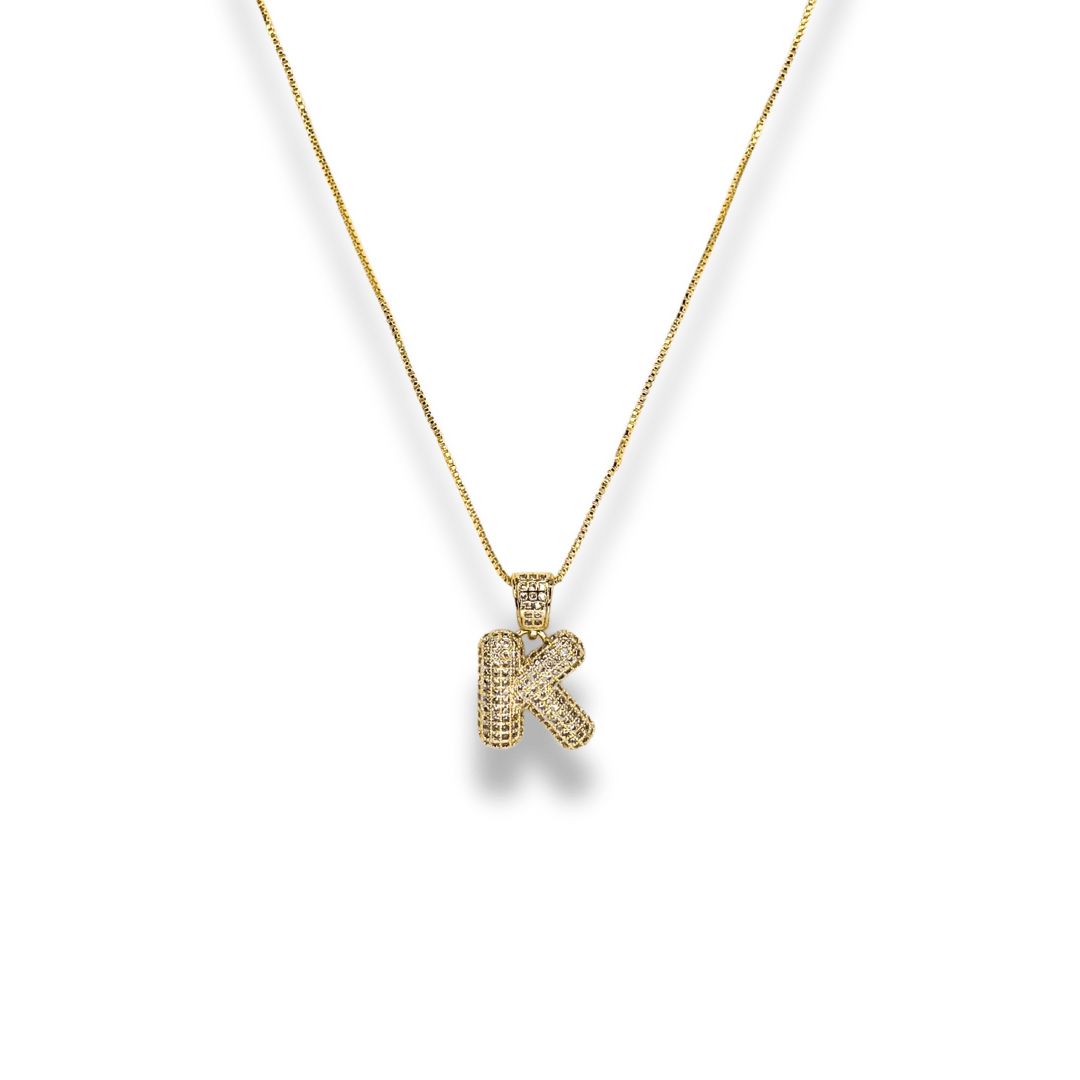 Pave Bubble Initial Necklace - HOUSE OF SHE