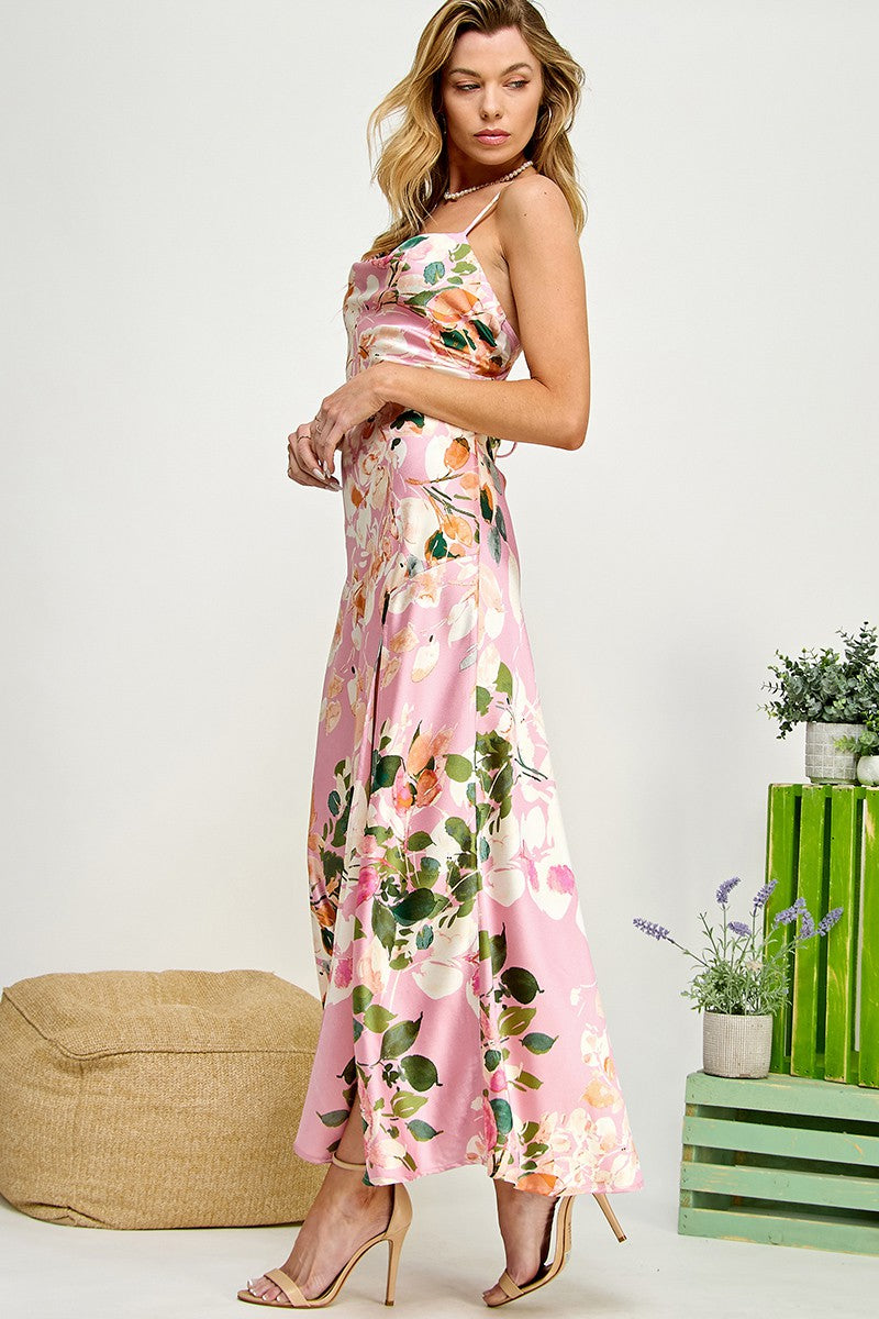Gia Floral Satin Slip Dress  HOUSE OF SHE