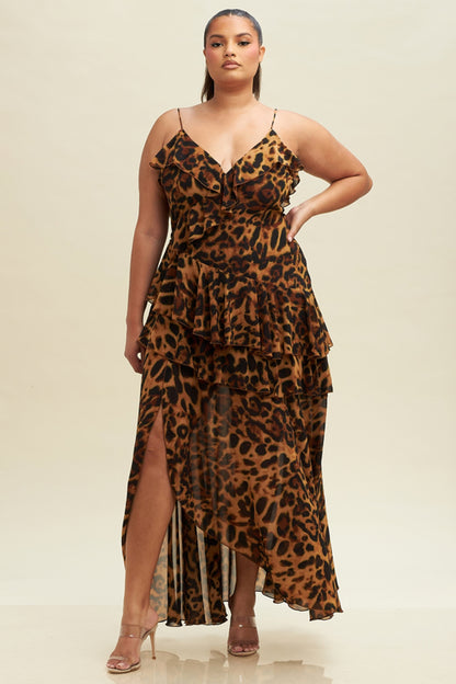 Sofie Leopard Ruffle Maxi Dress