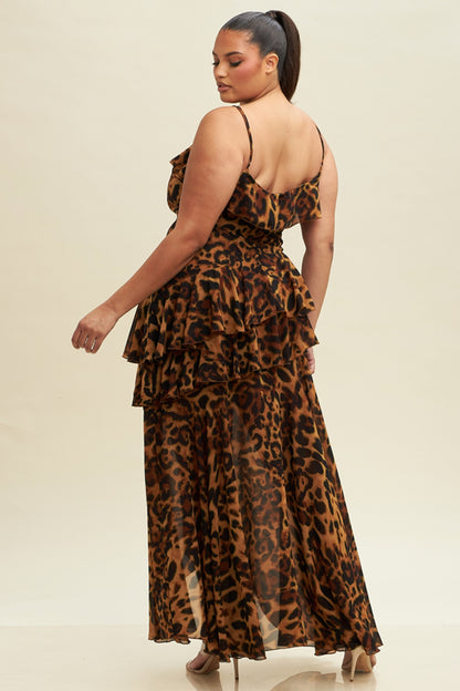 Sofie Leopard Ruffle Maxi Dress