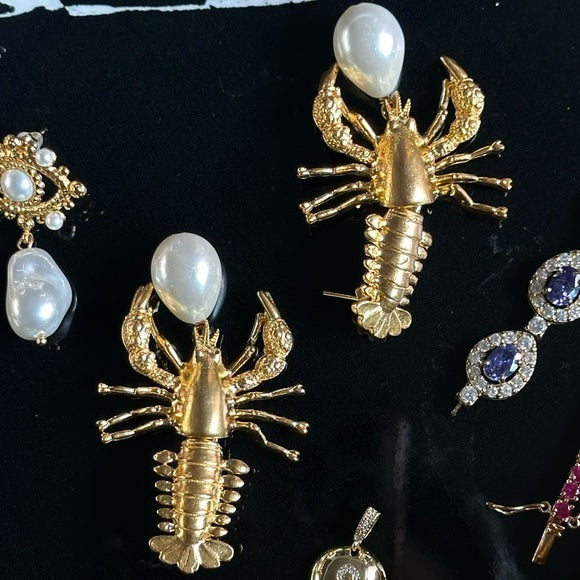 Gold Scorpio Unique Drop Real Pearl Earrings - HOUSE OF SHE