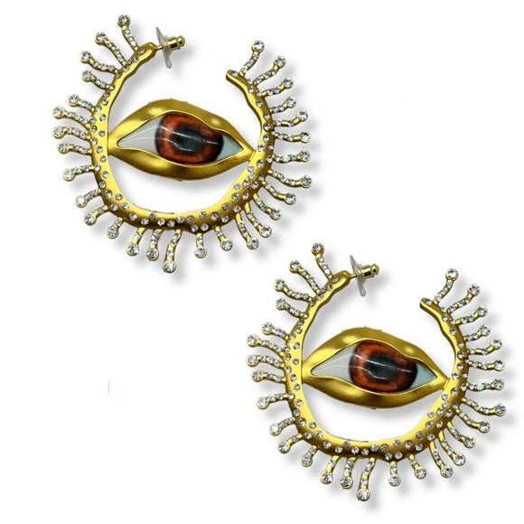 Pétalos Exotic Eye Crystal Hoop Earrings - HOUSE OF SHE