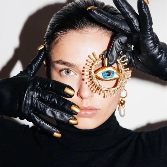 Pétalos Exotic Eye Crystal Hoop Earrings - HOUSE OF SHE