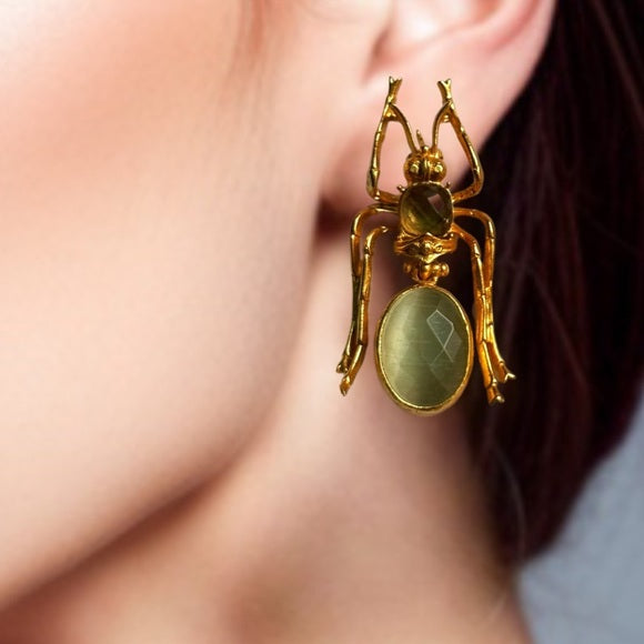 Sima Natural Stone Insect Drop Earrings - HOUSE OF SHE