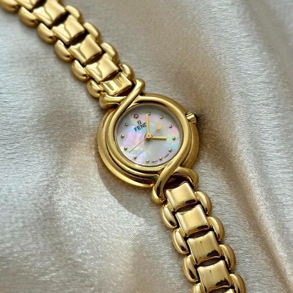 Fendi Round Mother of Pearl Gold Watch - Authentic w/ COA  HOUSE OF SHE